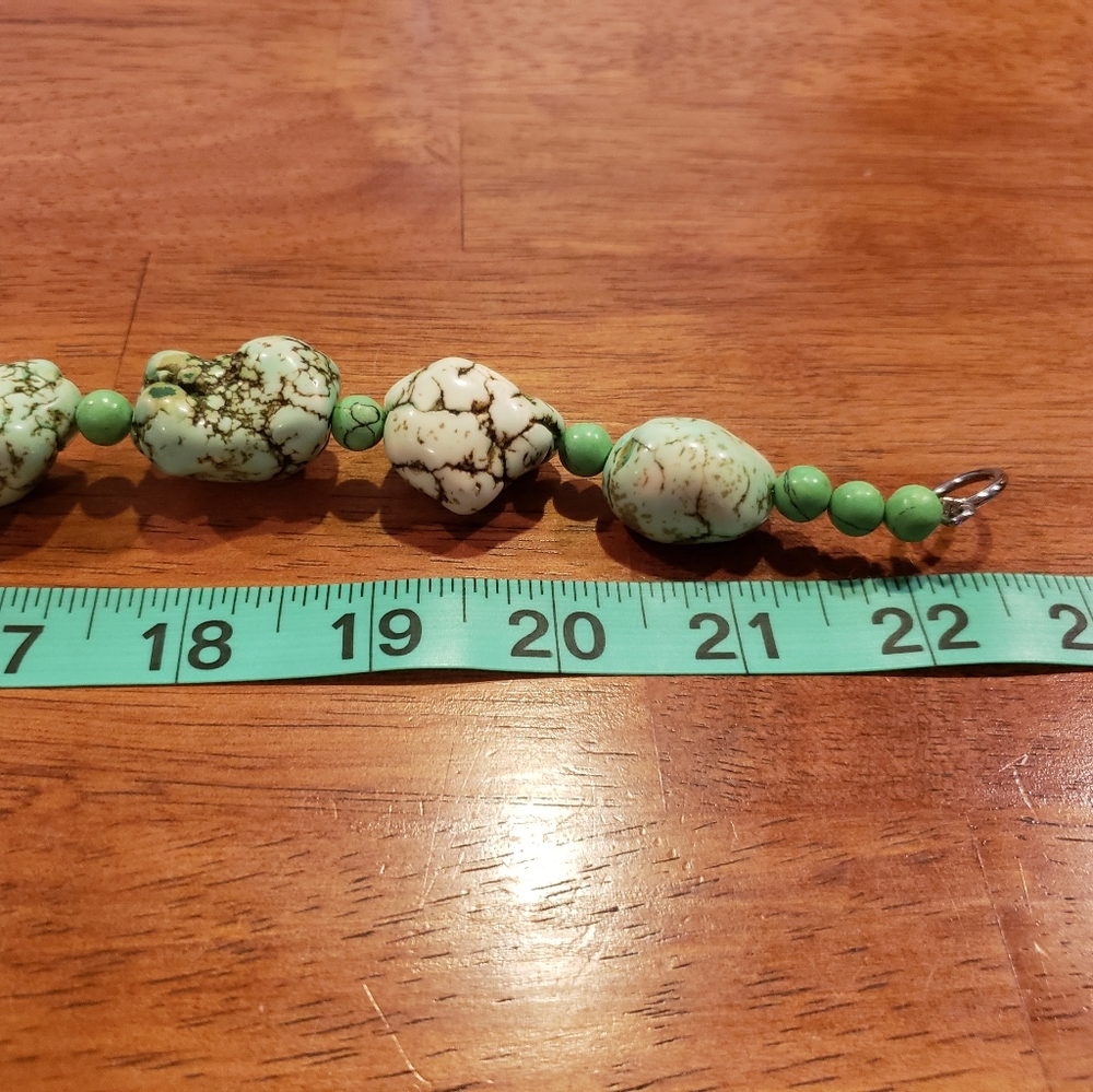 Large Beaded Necklace Turquoise Rough - Picture 3 of 5